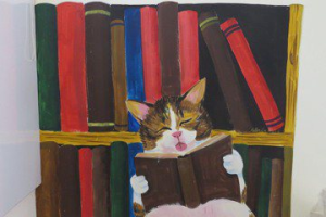 苗慄市圖有「貓膩」 彩繪一群萌貓陪伴閱讀