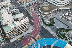 高雄車站道路彩色鋪面完成 專家建議進圓弧前加設減速